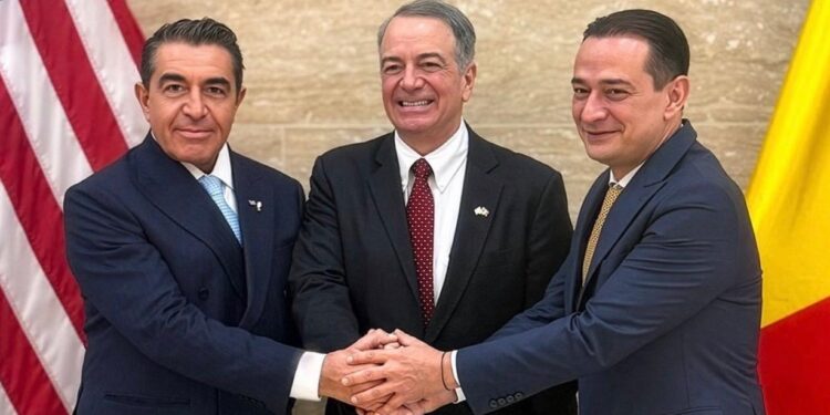 Paolo Zampolli, Daniel Baluta, H.E. Darryl Nirenberg ph Press